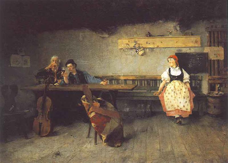 Simon Hollosy In the Tavern Germany oil painting art